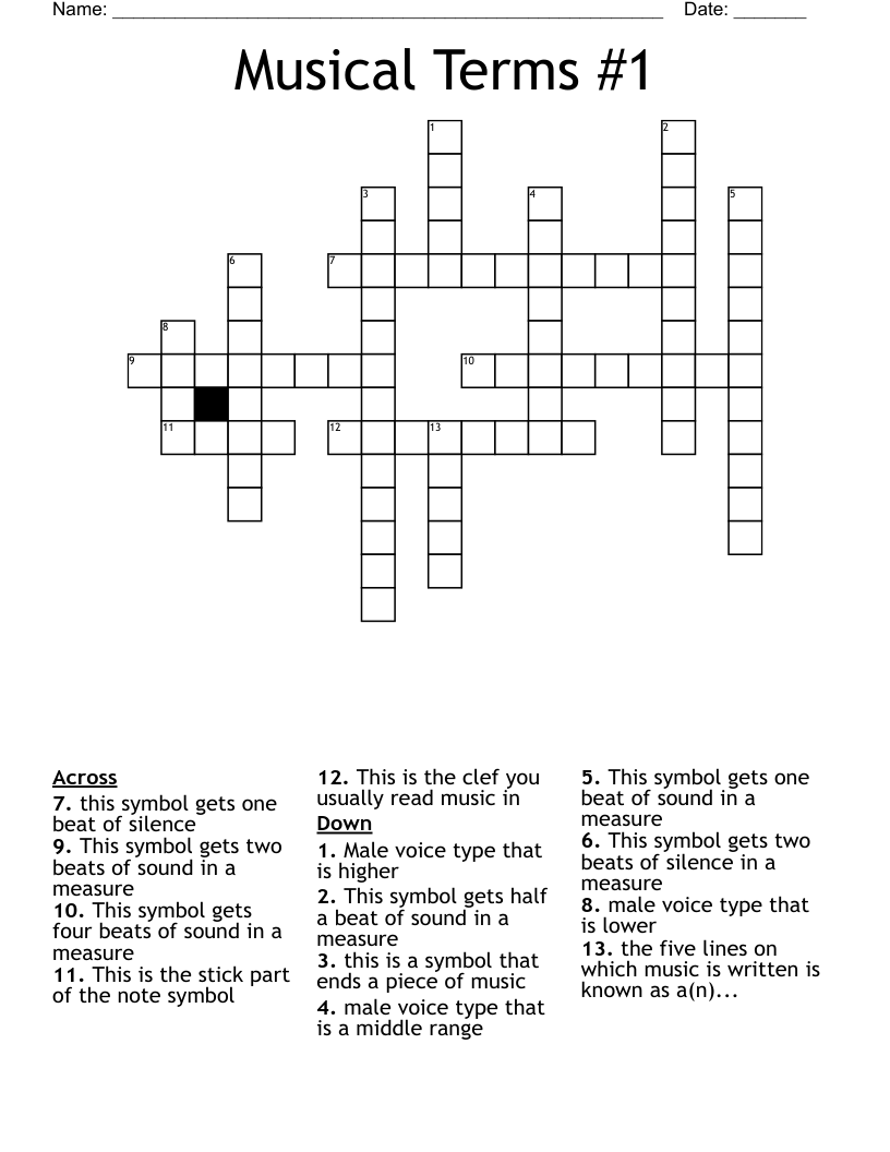 Musical Terms #1 Crossword