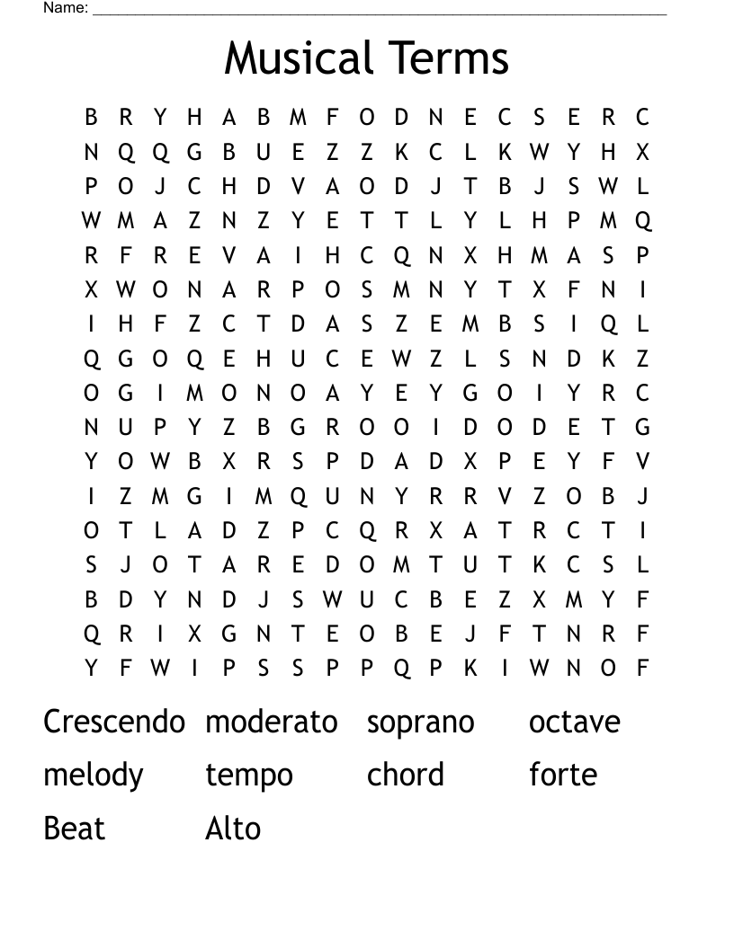 Musical Terms Word Search