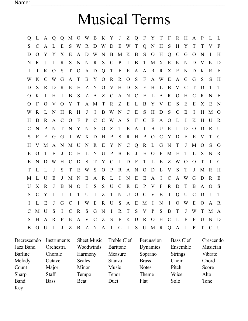 Musical Terms Word Search