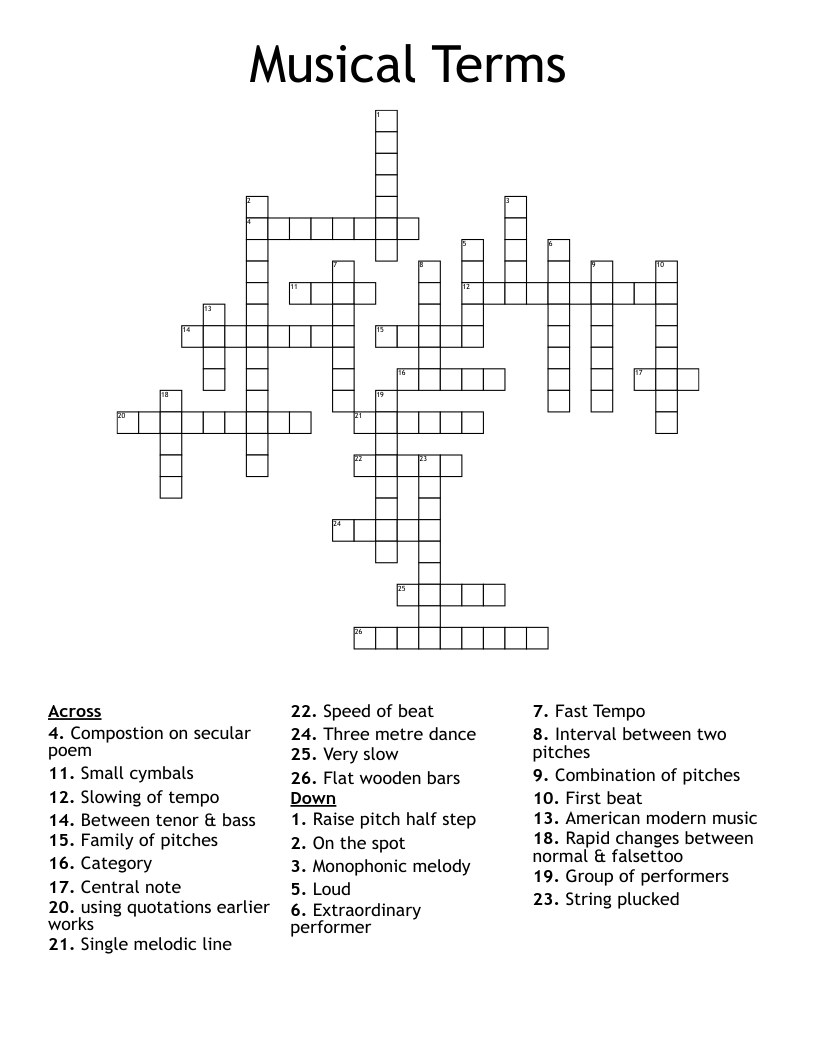 Musical Terms Crossword