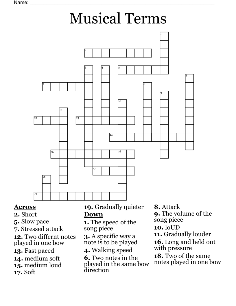 Musical Terms Crossword