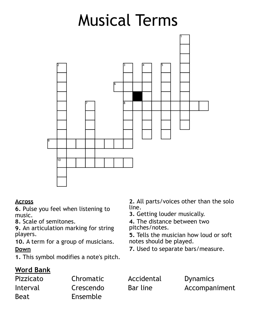 Musical Terms Crossword