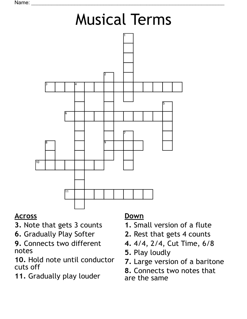 Musical Terms Crossword
