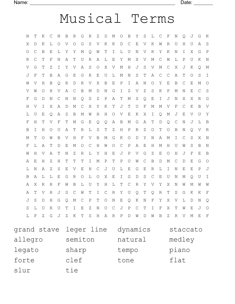 Musical Terms Word Search