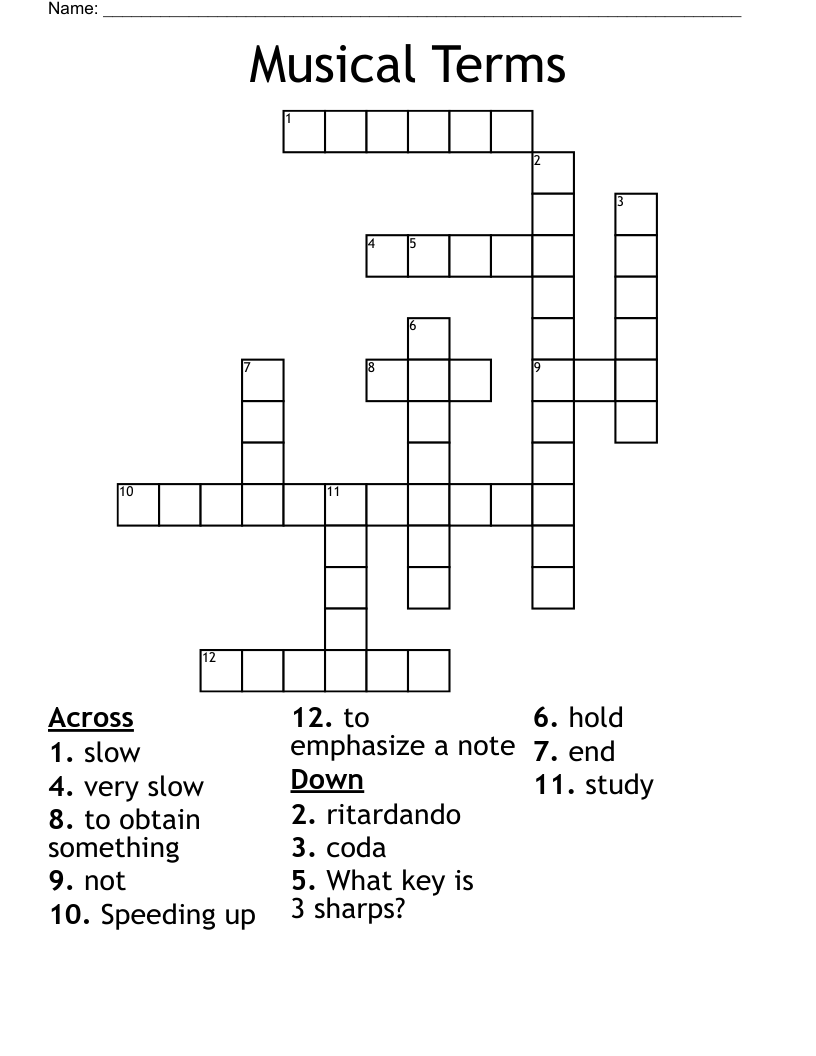 Musical Terms Crossword