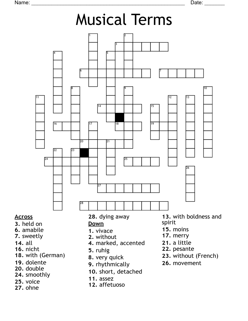 Musical Terms Crossword
