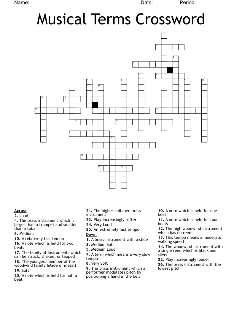 Musical Terms Crossword