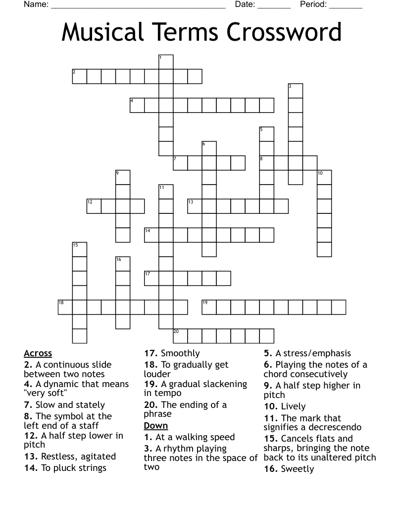 Musical Terms Crossword
