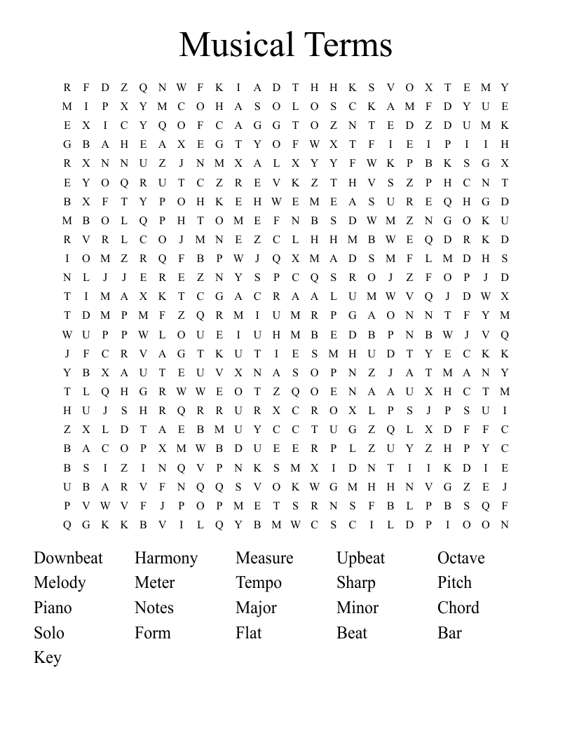 Musical Terms  Word Search