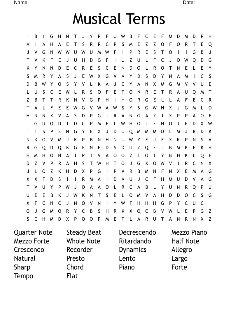 Musical Terms  Word Search