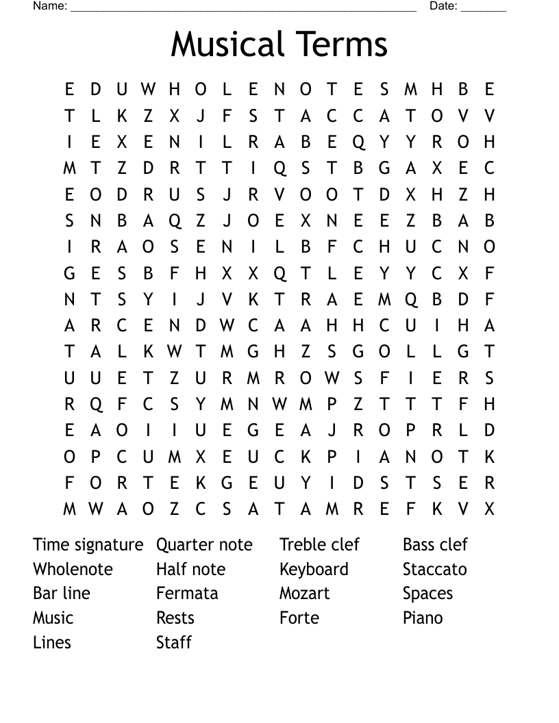 Musical Terms  Word Search