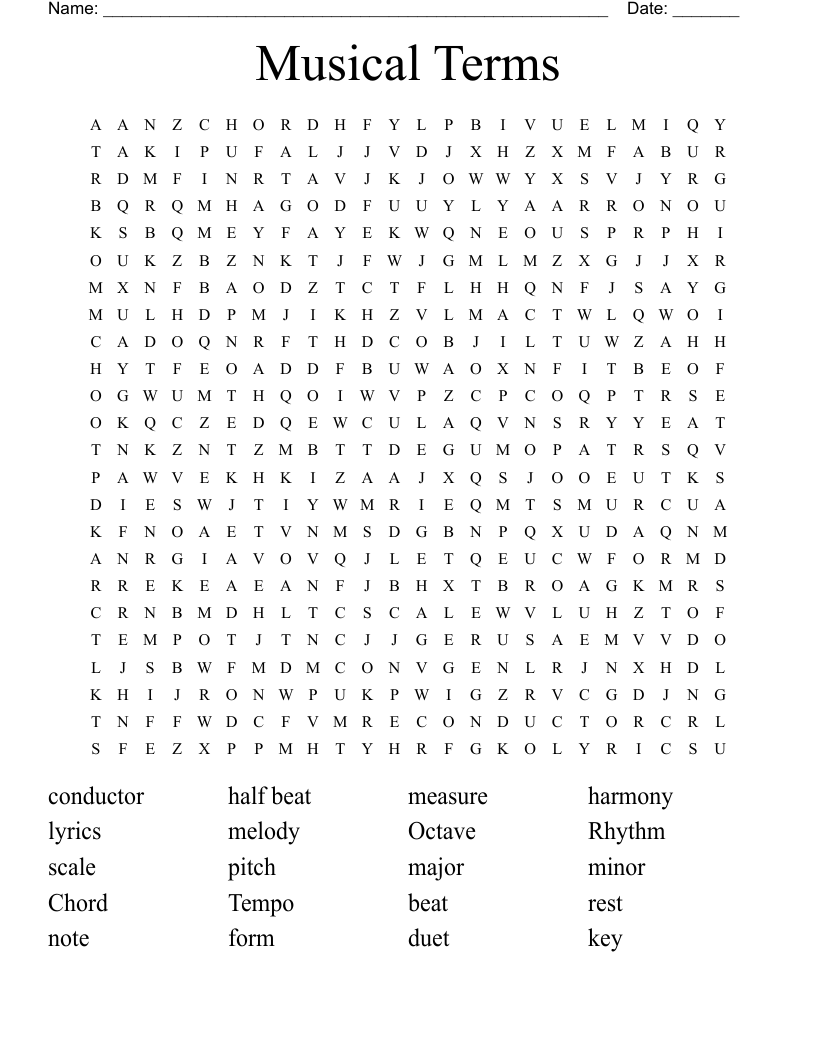Musical Terms  Word Search