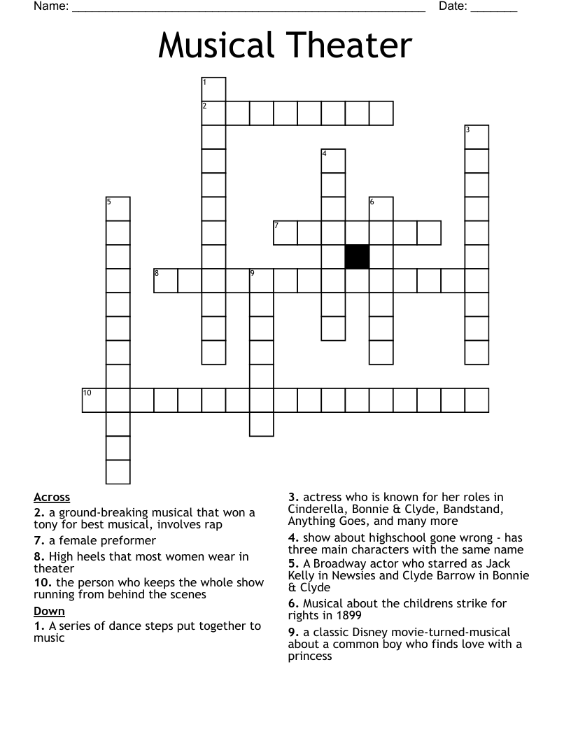 Musical Theater Crossword