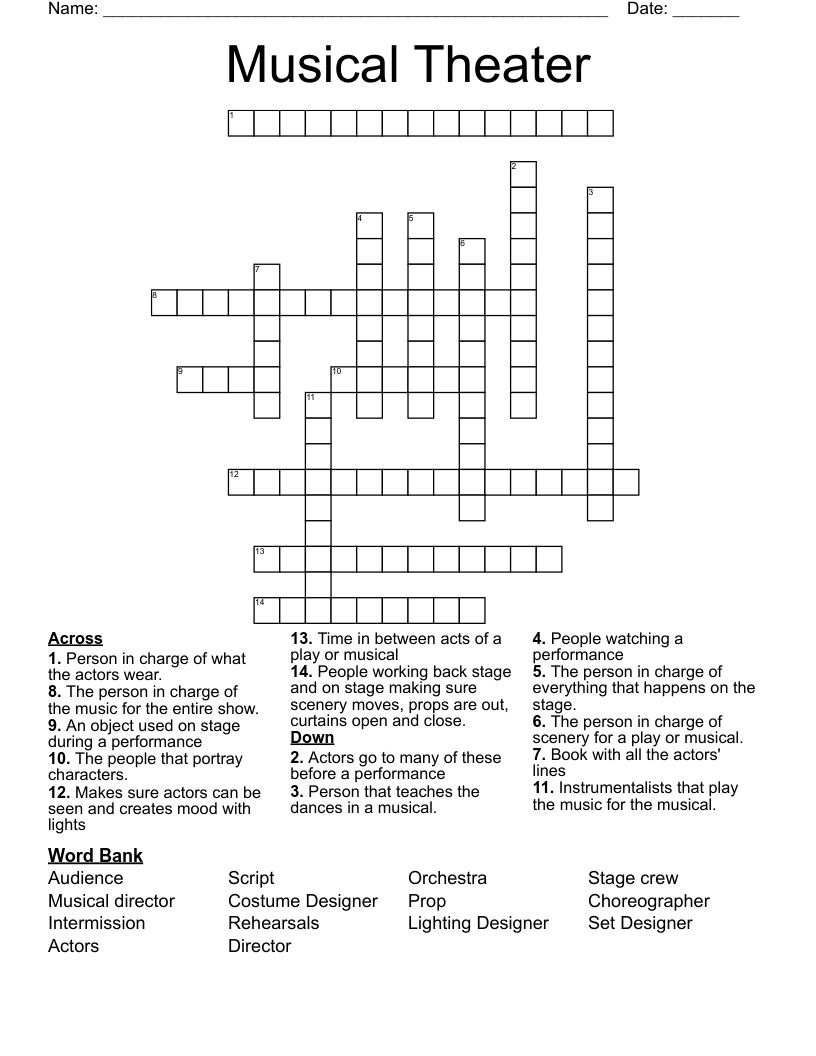 Musical Theater Crossword