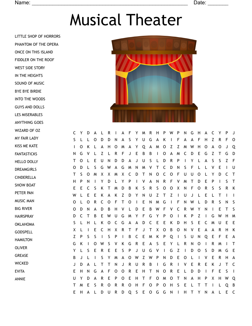 Musical Theater Word Search