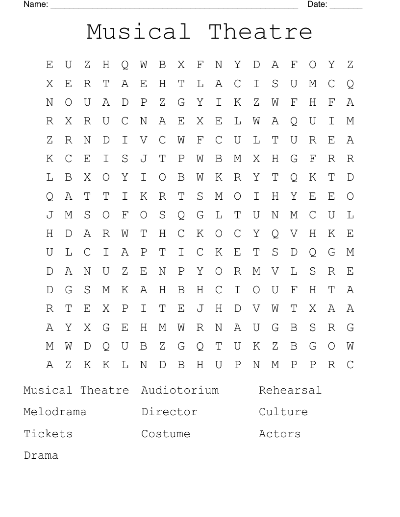 Musical Theatre Word Search