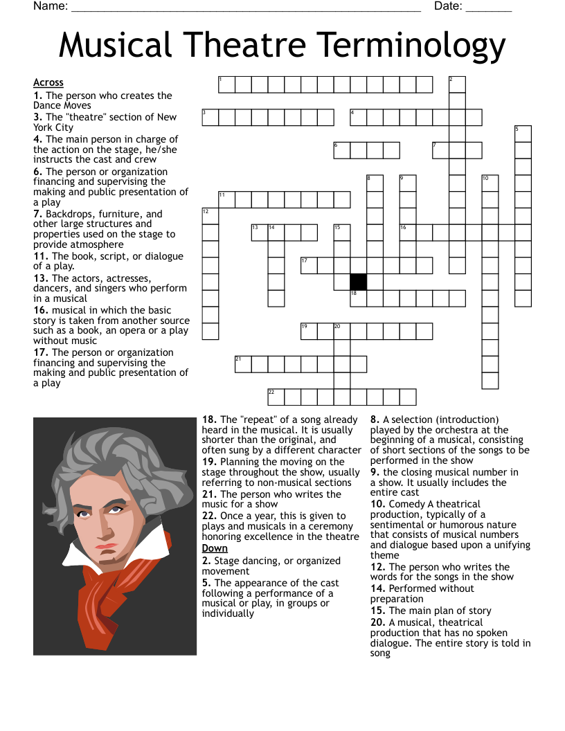 Musical Theatre Terminology Crossword