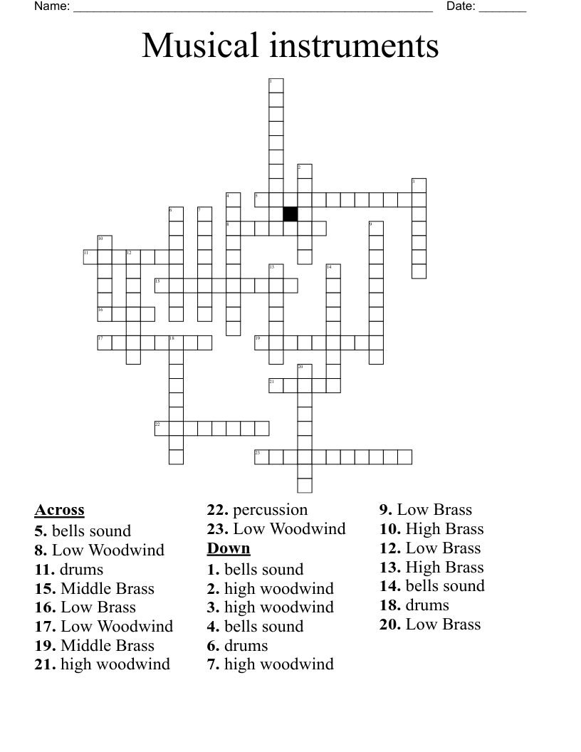 Musical instruments Crossword