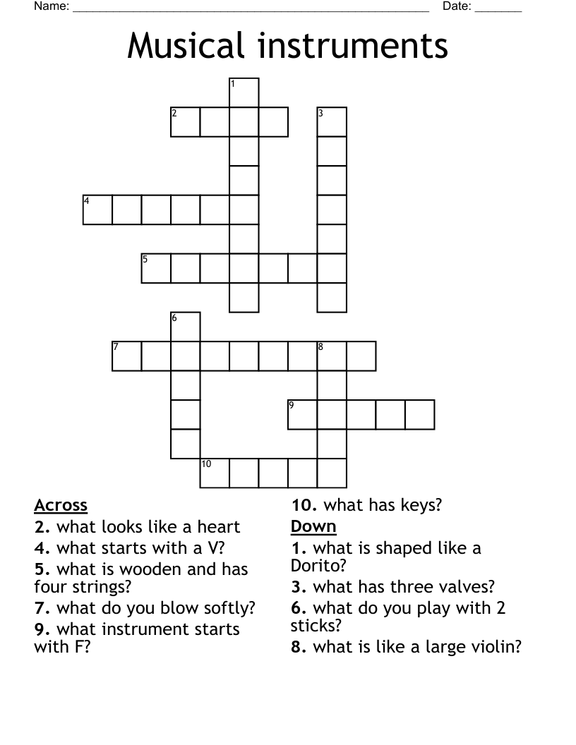 Musical instruments  Crossword