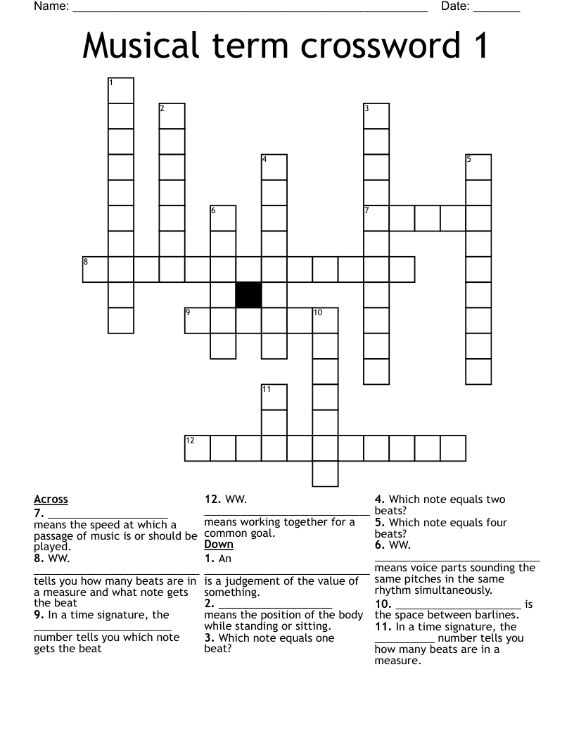 Musical term crossword 1