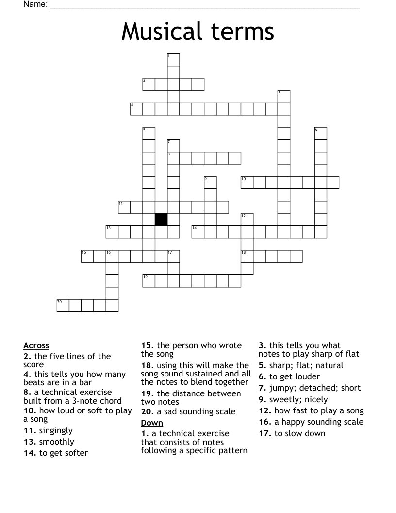 Musical terms Crossword