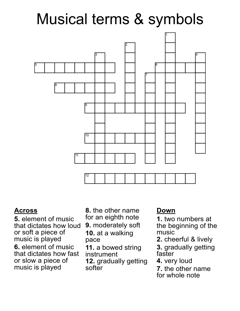 Musical terms & symbols  Crossword