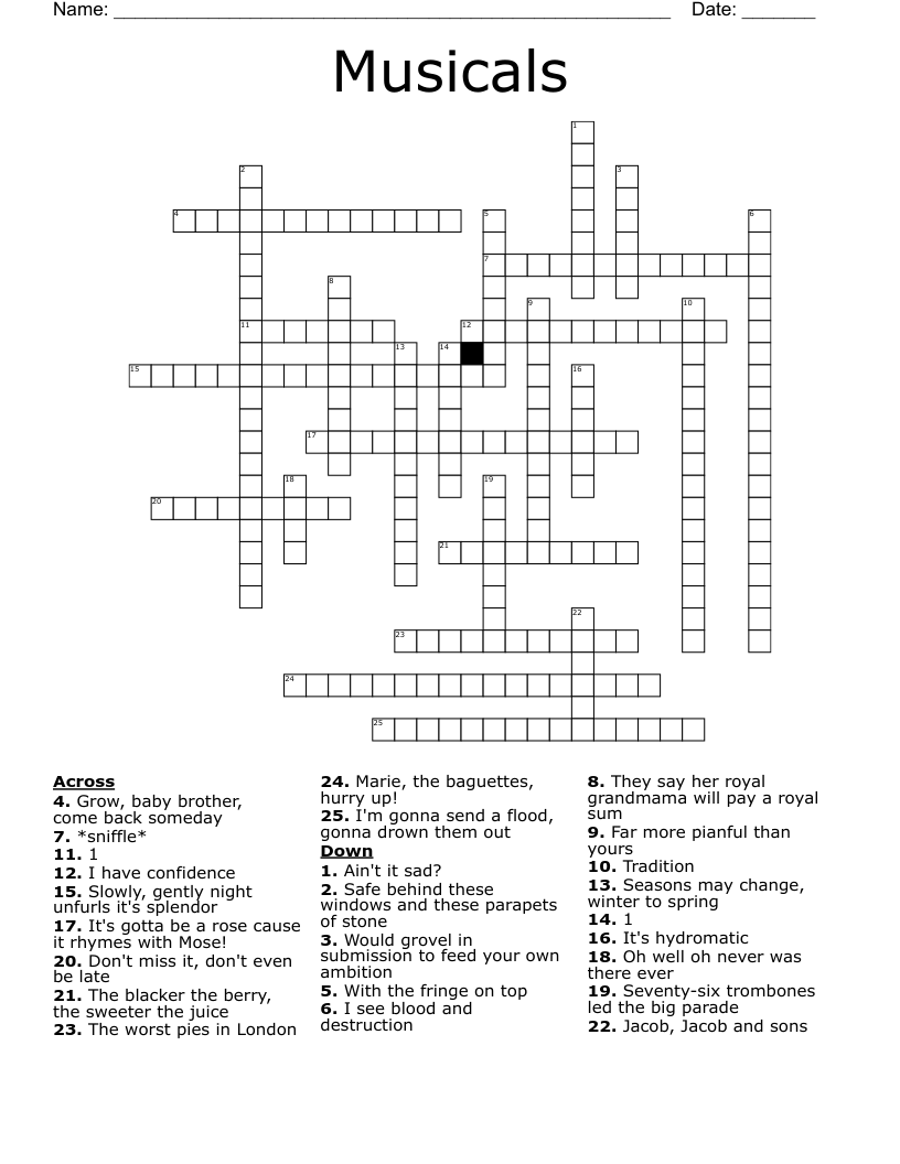 Musicals Crossword