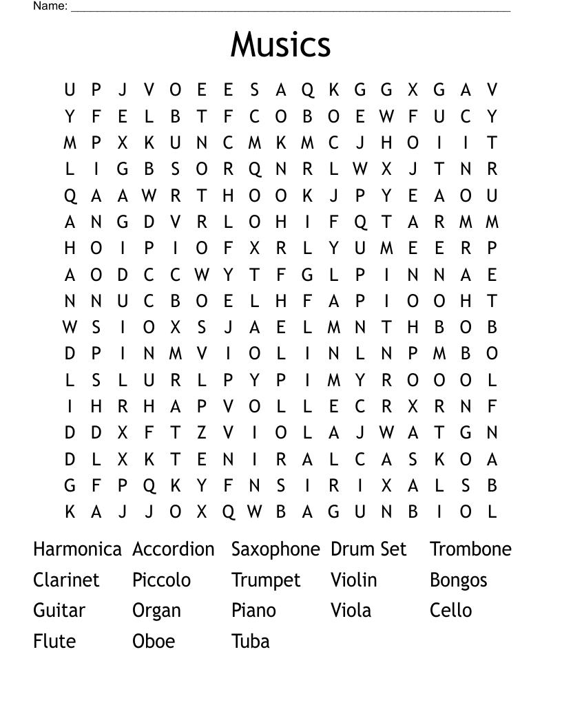 Musics  Word Search