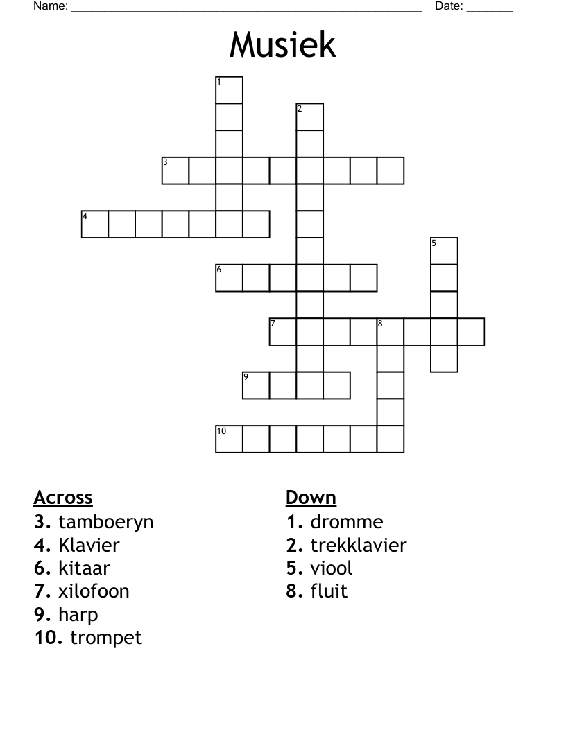Musiek Crossword