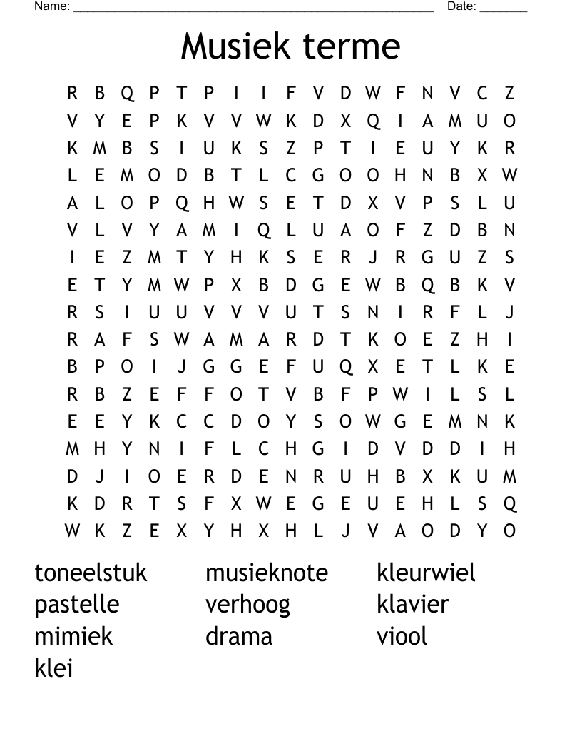 Musiek terme Word Search