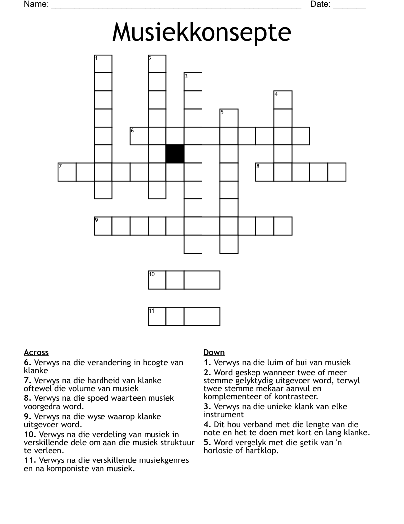 Musiekkonsepte Crossword