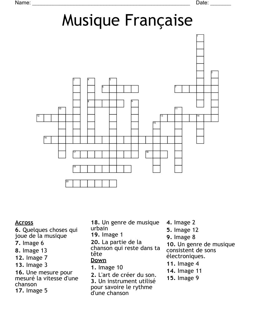 Musique Française  Crossword