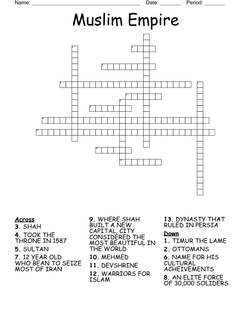 Muslim Empire Crossword