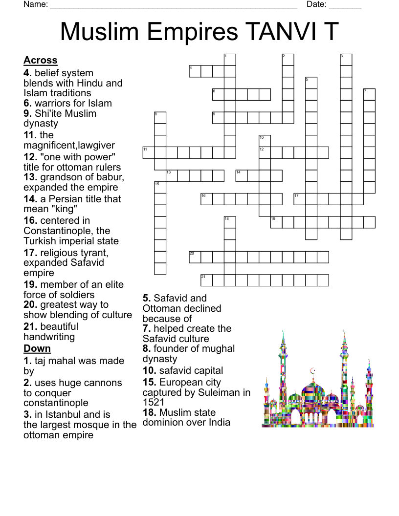 Muslim Empires  TANVI T  Crossword