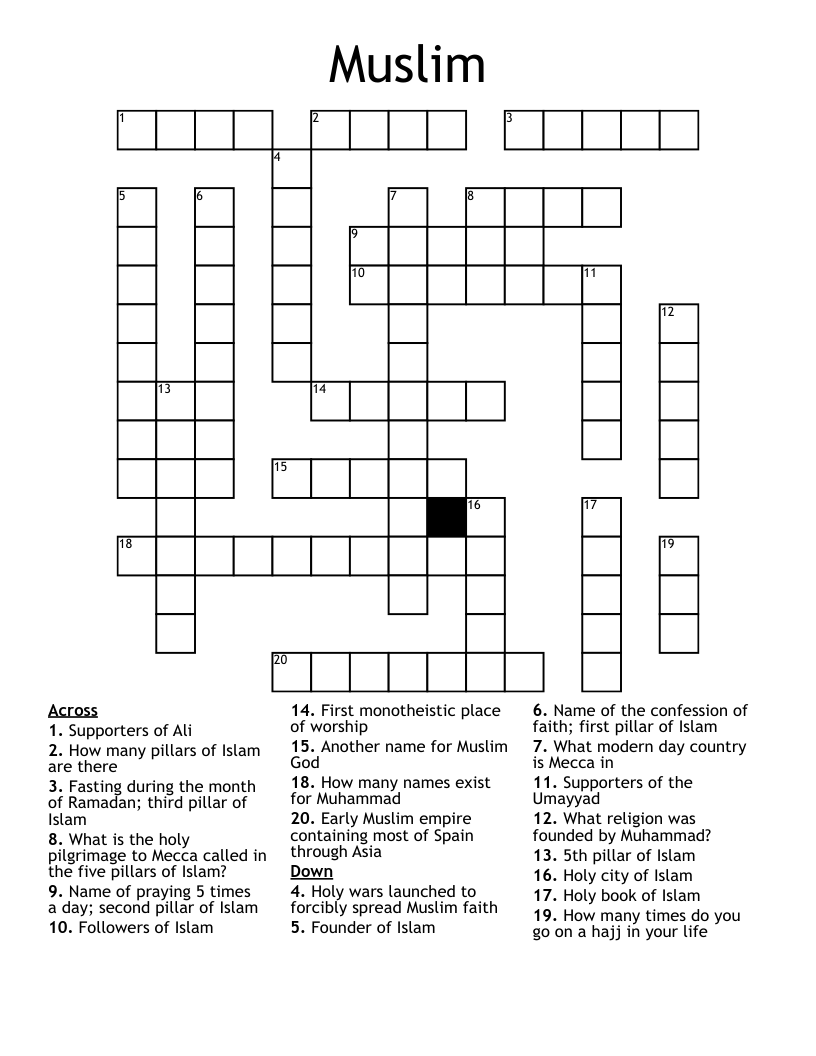 Muslim  Crossword