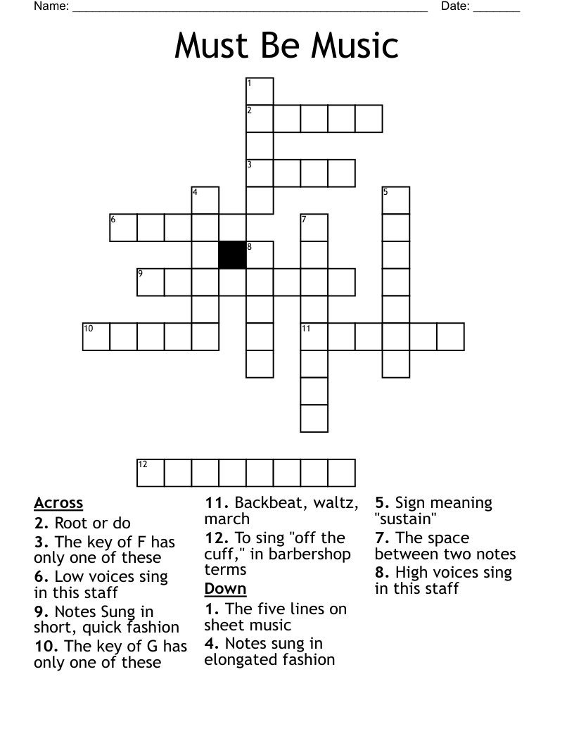 Must Be Music Crossword
