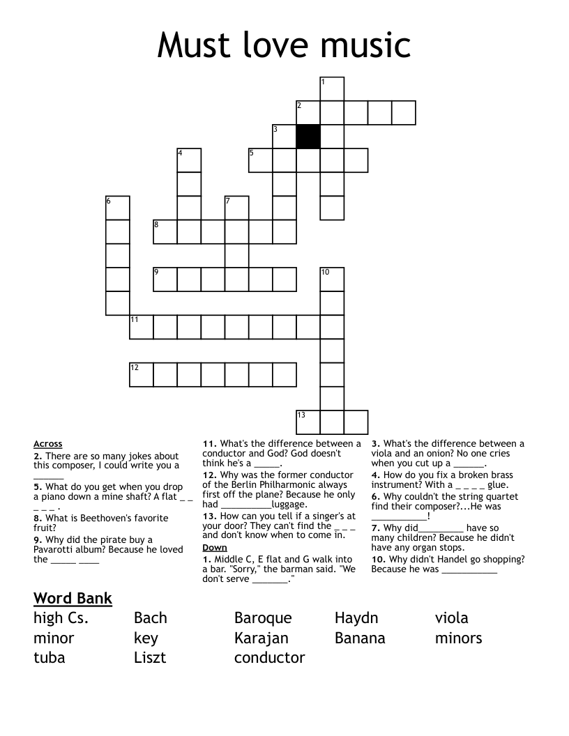 Must love music Crossword