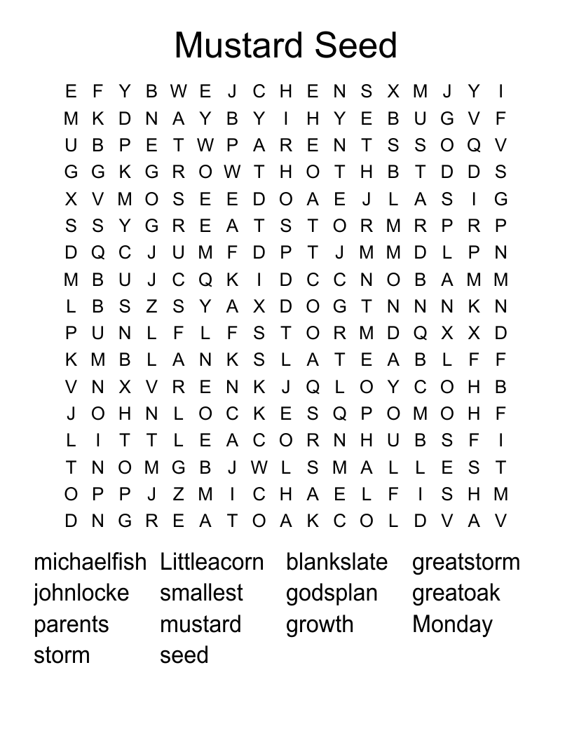 Mustard Seed Word Search