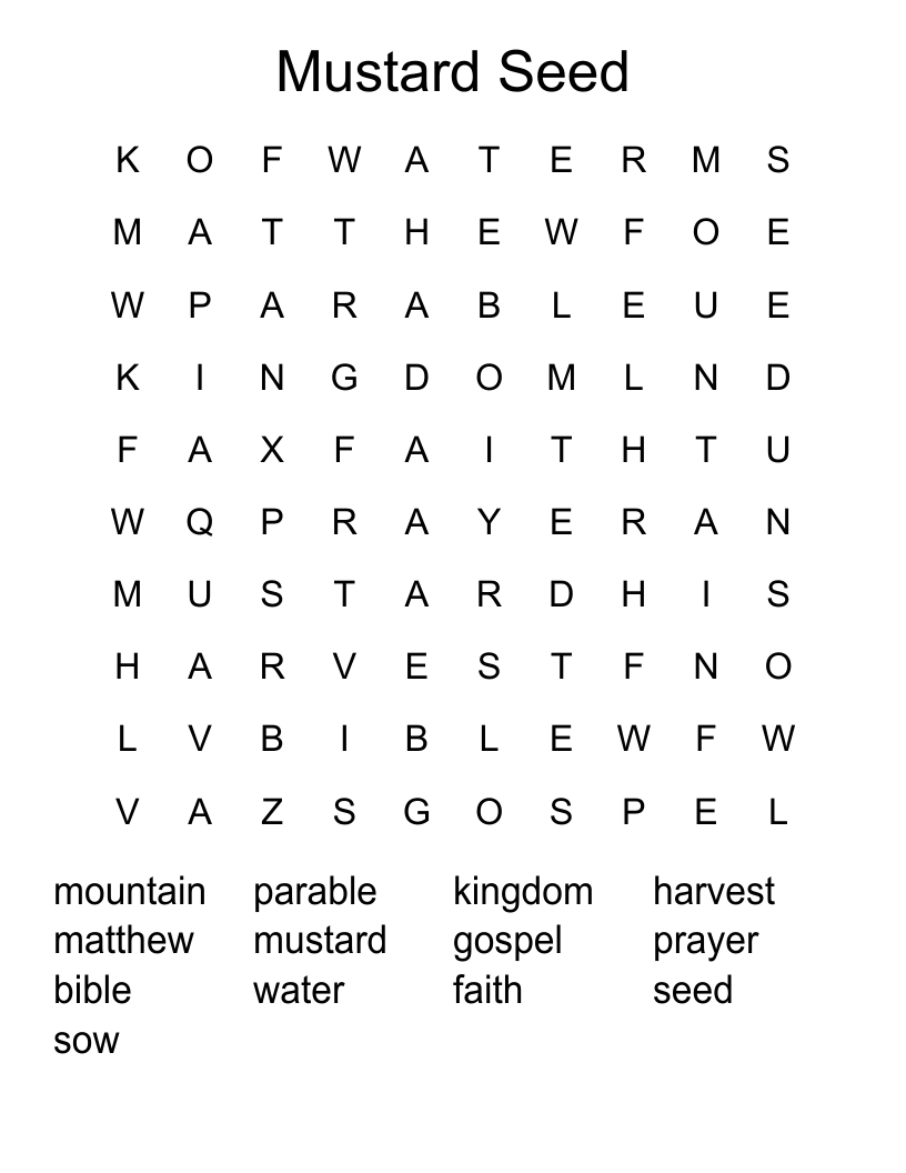 Mustard Seed Word Search