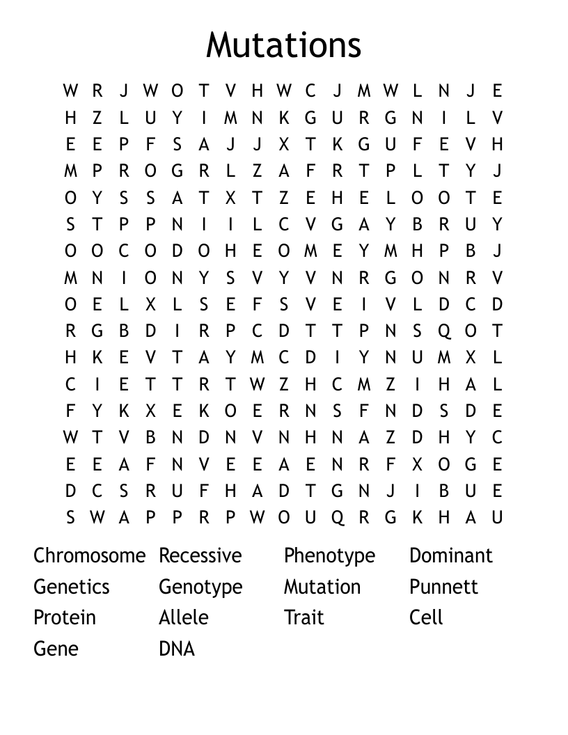 Mutations Word Search