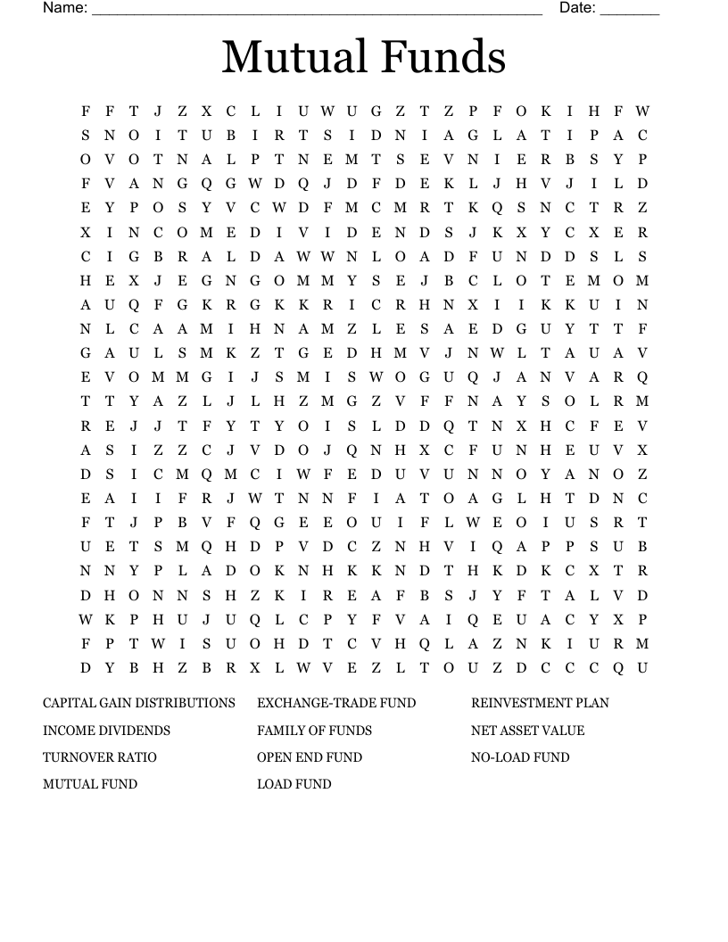 Mutual Funds  Word Search