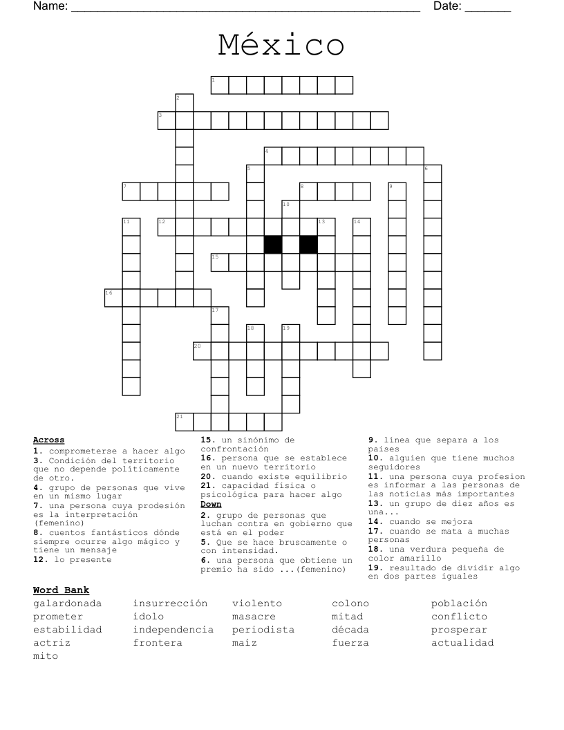 México Crossword