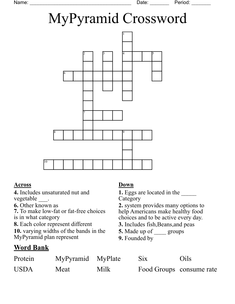 MyPyramid Crossword