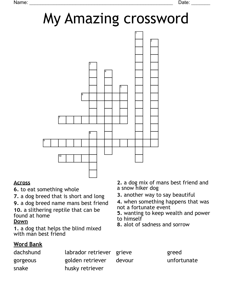 My Amazing crossword