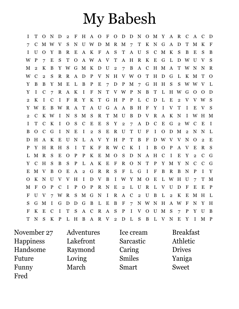 My Babesh Word Search