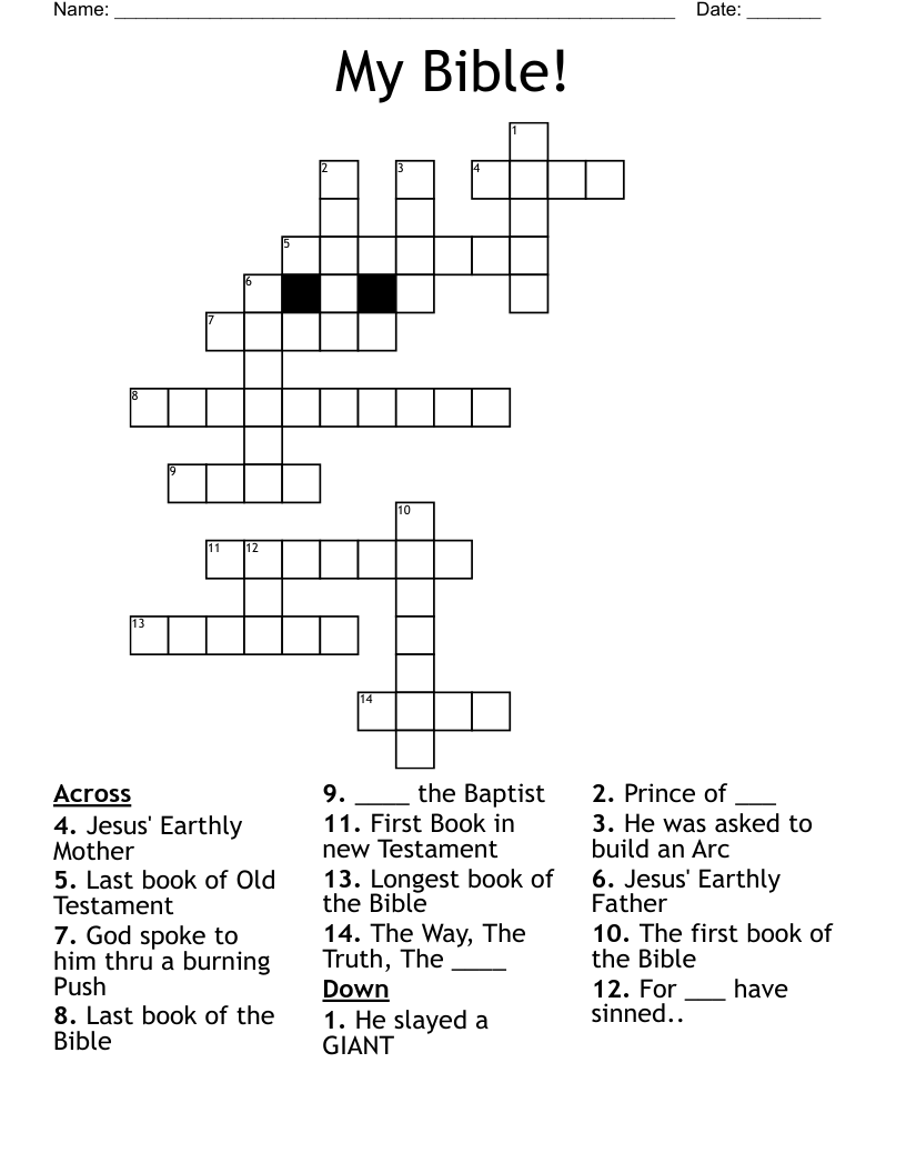 My Bible! Crossword