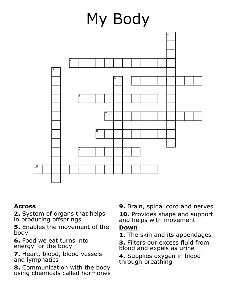 My Body Crossword