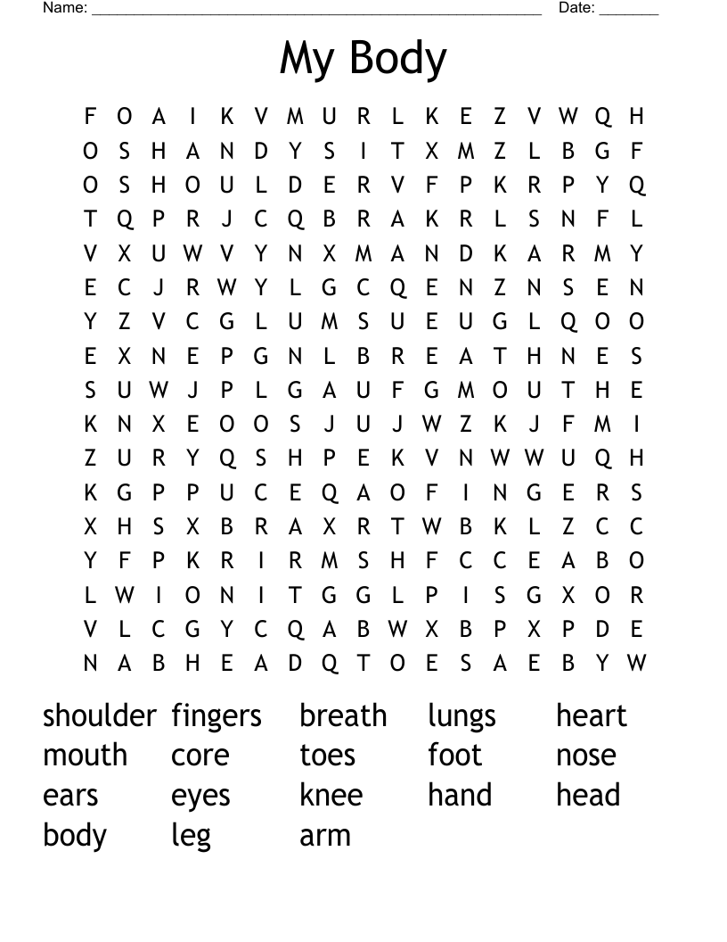 My Body Word Search