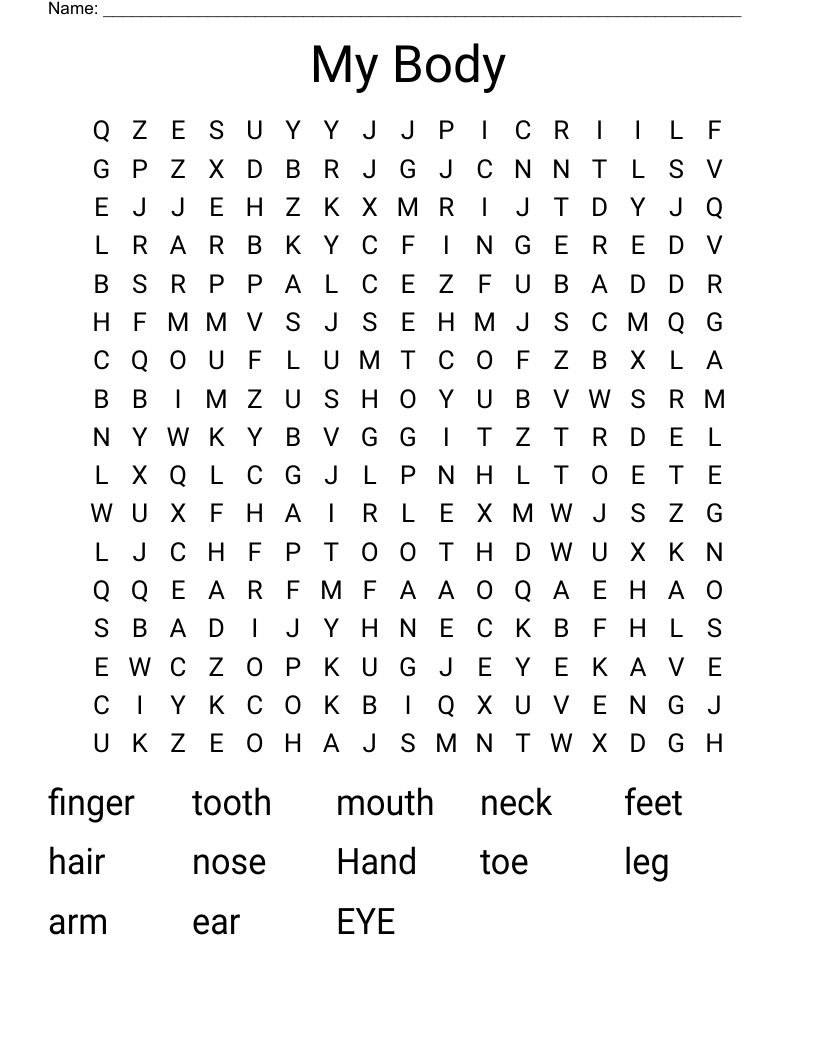 My Body Word Search