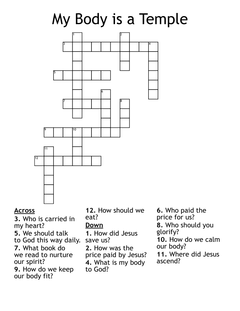 My Body is a Temple Crossword